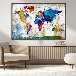 World Map Canvas Print – Framed Travel Map Wall Art for