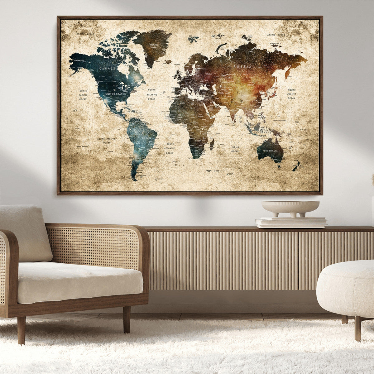 World Map Canvas Print – Detailed Map of the World Wall Art