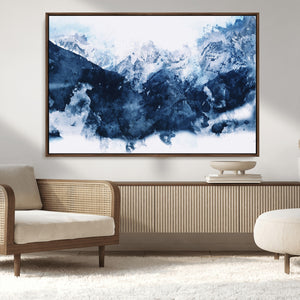 Abstract Blue Mountain Canvas Wall Art – Modern Triptych