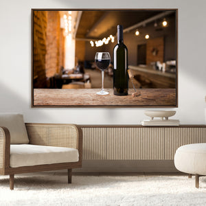 Wine and Bottle Wall Art Canvas Print
