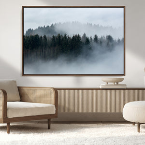 Autumn and Misty Trees in the Forest Wall Art Canvas Print,