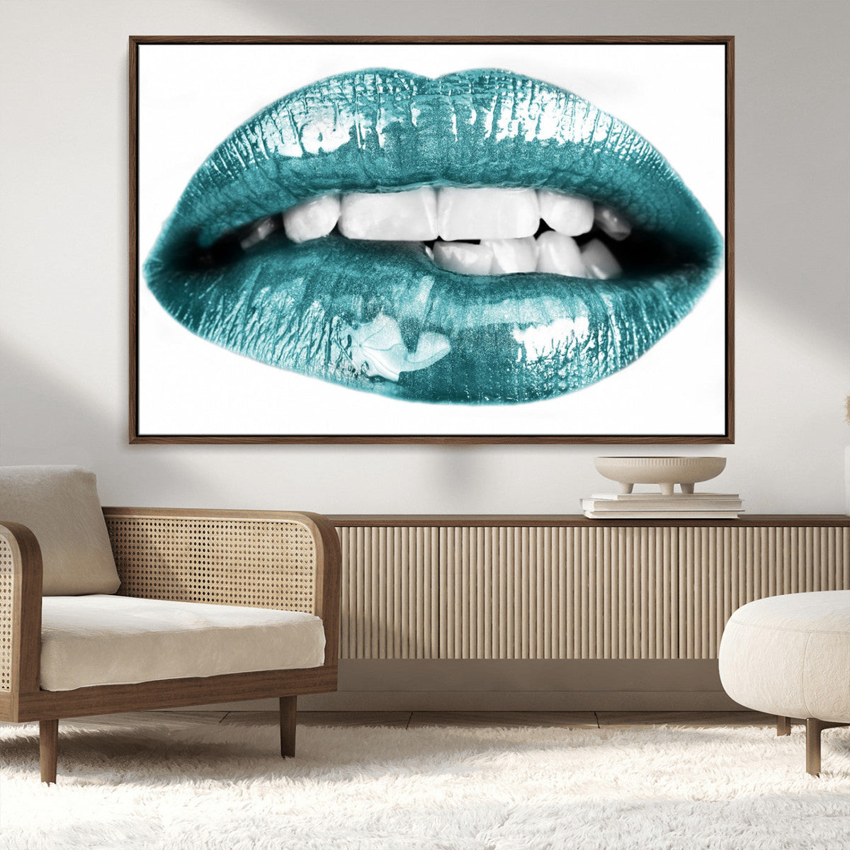 Blue Lips Wall Art Canvas Print