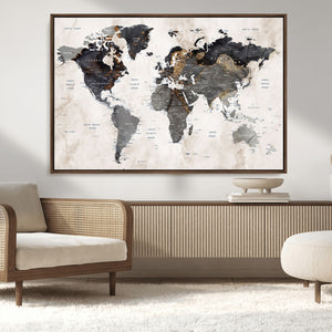 Abstract Map Printing - Modern World Map Canvas Wall Art for