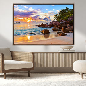 Tropical Island Beach Sunset Canvas Print