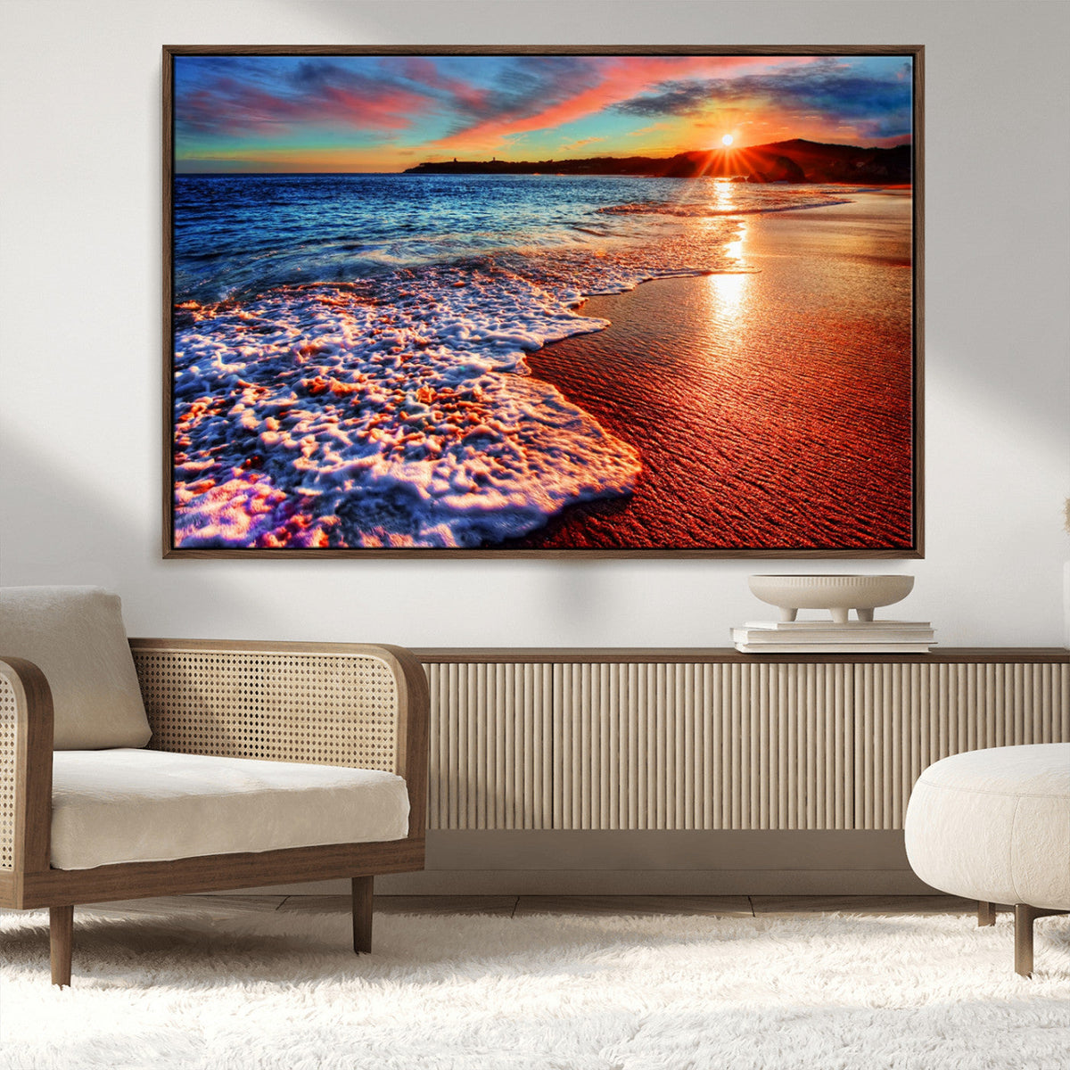 Colorful Coastal Sunset on the Beach Canvas Print, Ocean
