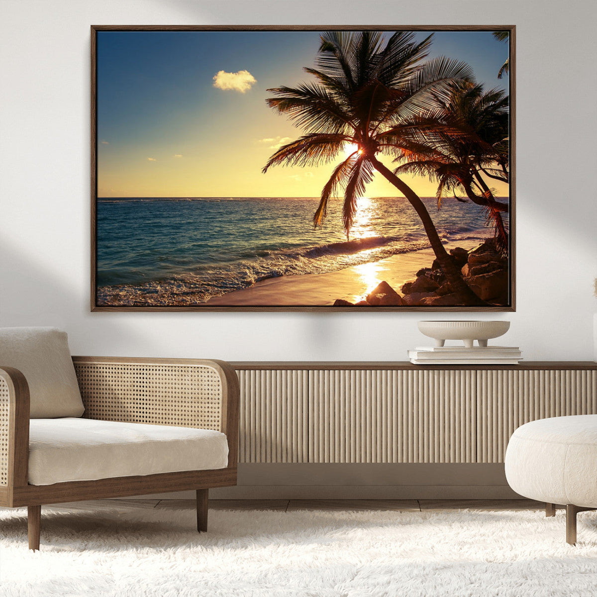 Sunset Palm Trees Wall Art Canvas Print