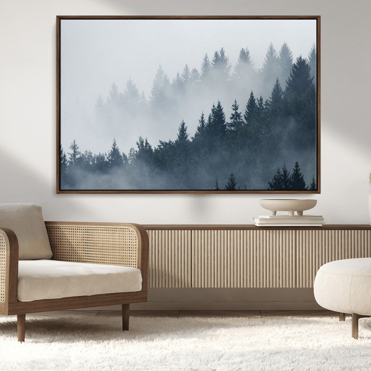 Foggy Pine Forest Wall Art Canvas Print