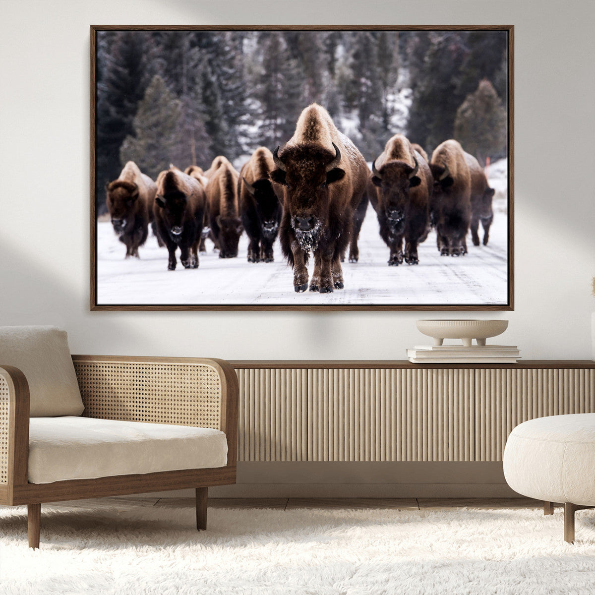 Bison Wall Art Canvas Print- Bison Herd Canvas Wall Art –