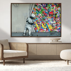 Banksy Colorful Street Graffiti Canvas Wall Art Print,