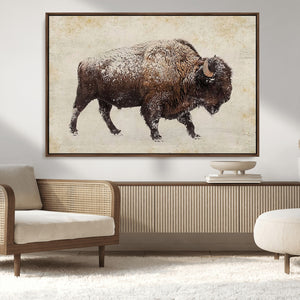 Buffalo Wall Art, Western Bison Canvas Print, Rustic Buffalo