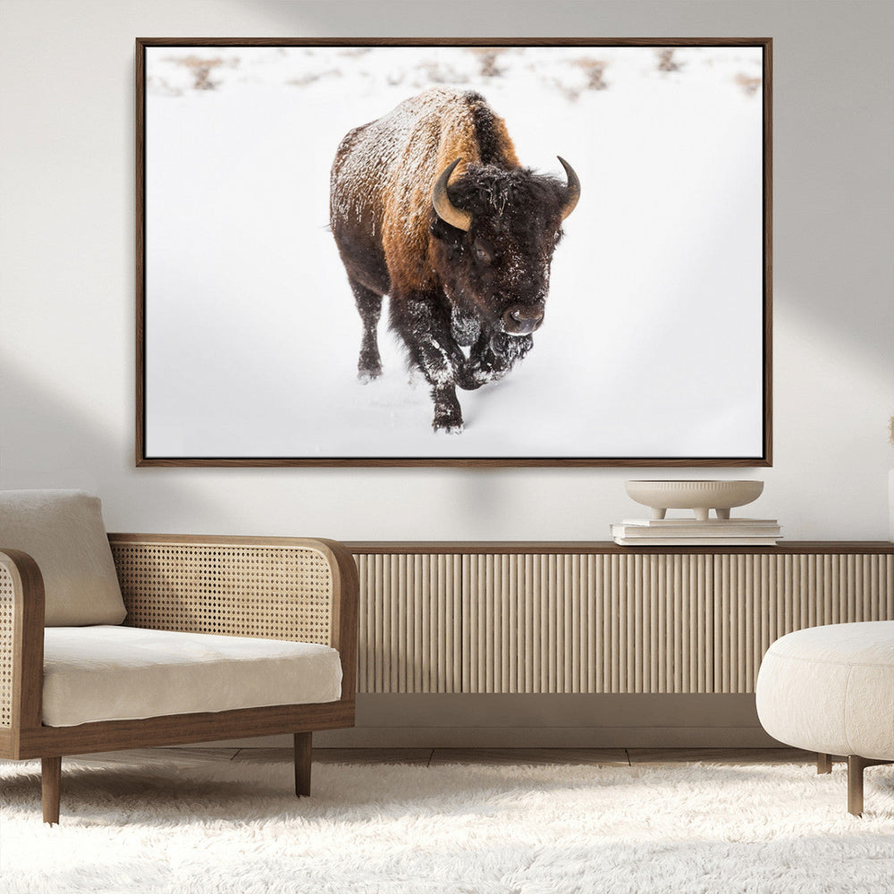Bison Winter Wall Art Canvas Print For Farmhouse Decor