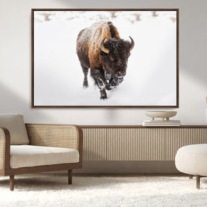 Bison Winter Wall Art Canvas Print For Farmhouse Decor
