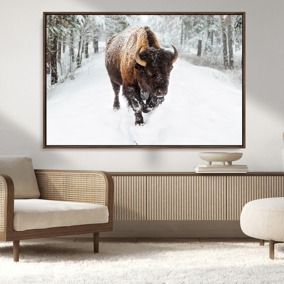Bison Wall Art Canvas Print For Farmhouse, Animal Canvas