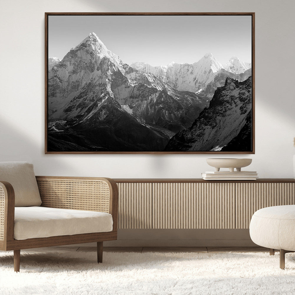 Everest Himalaya Mountain Peaks Black & White Triptych