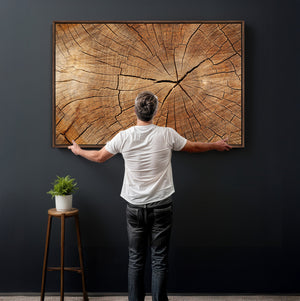 Tree Ring Canvas Art, Rustic Wood Grain Wall Art, Tree Slice