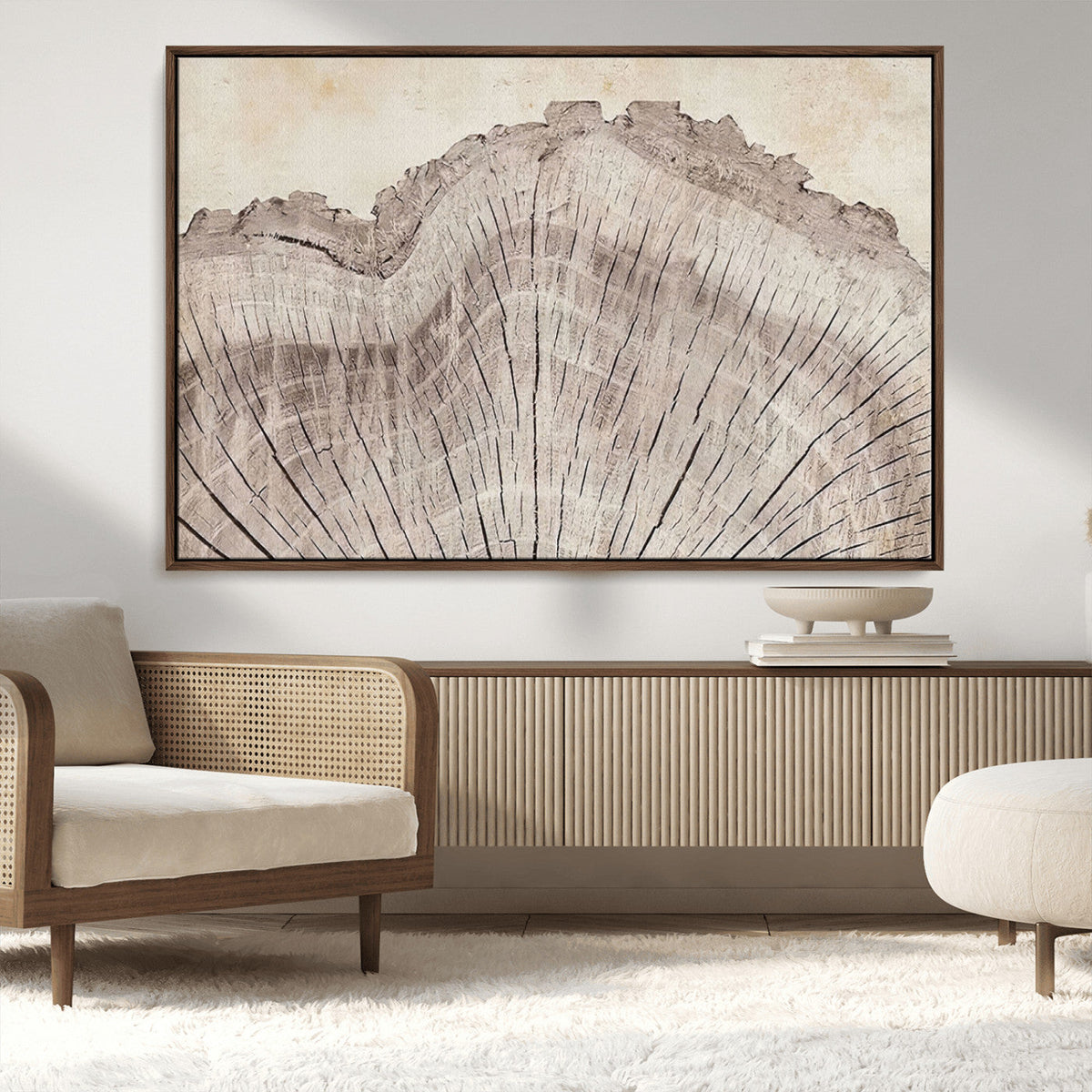 Tree Ring Wall Art Triptych, Rustic Wood Ring Canvas Print,