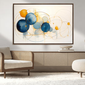 Geometric Blue Orange Abstract Wall Art Canvas, Geometric