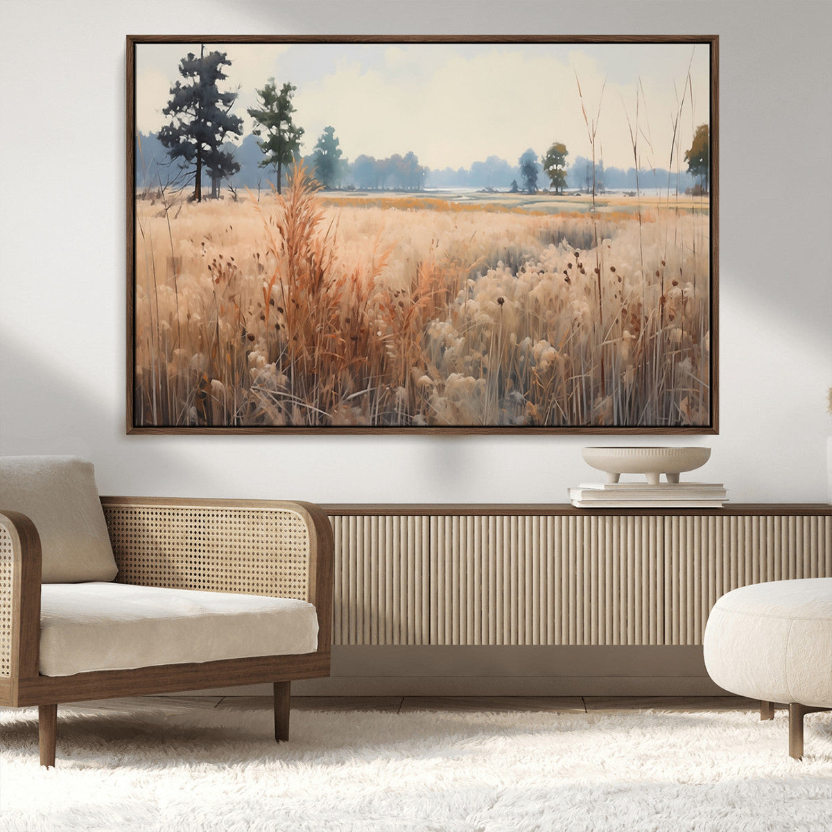 Golden Fields Canvas Wall Art Print – Serene Landscape of