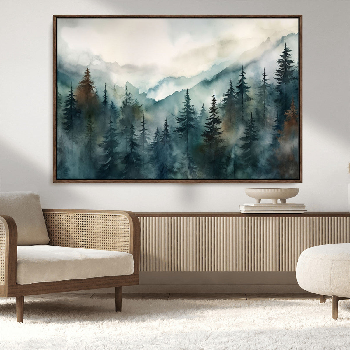 Serenity Forest Wall Art Canvas | Foggy Mountain Landscape
