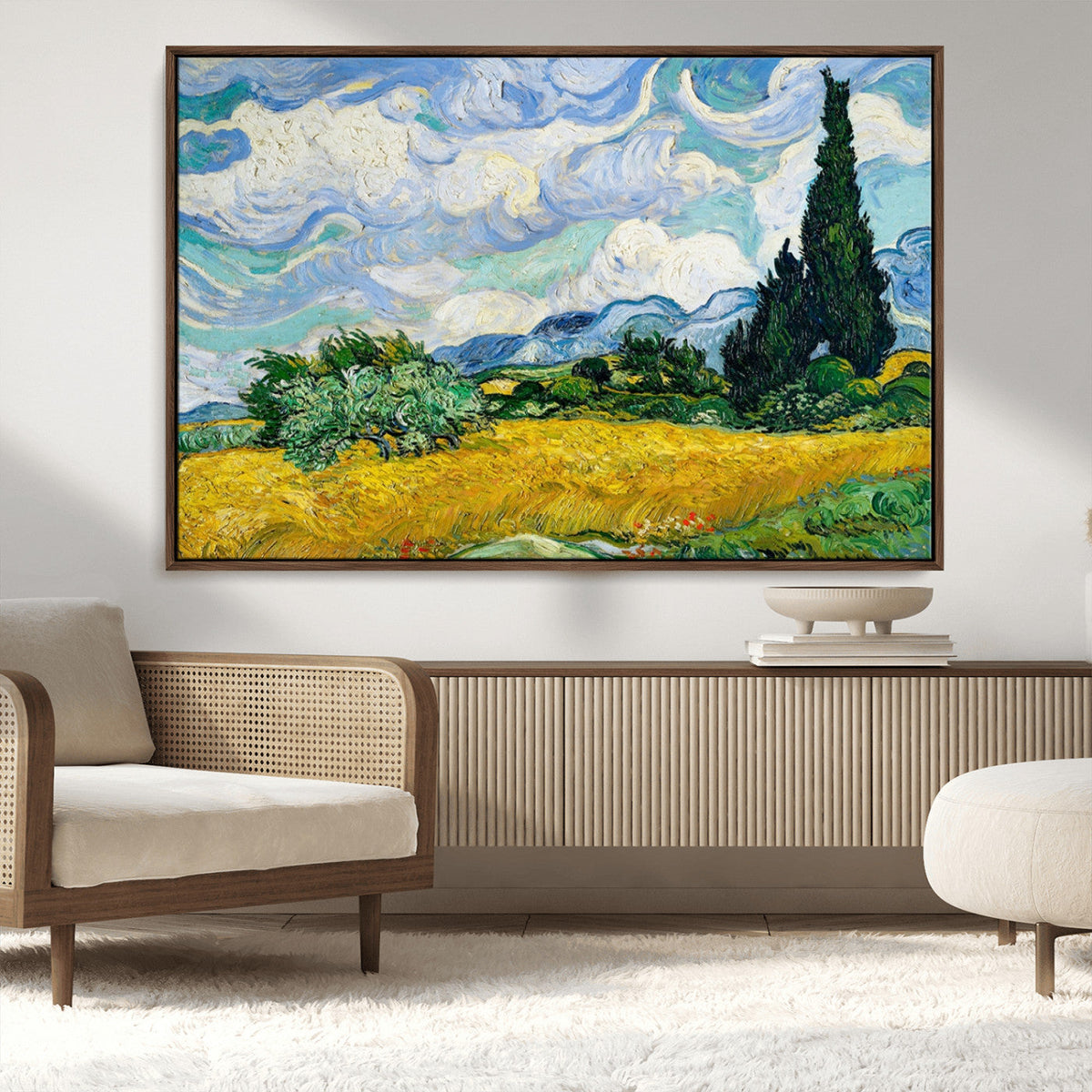 Wheatfield With Cypresses By Van Gogh Painting Wall Art