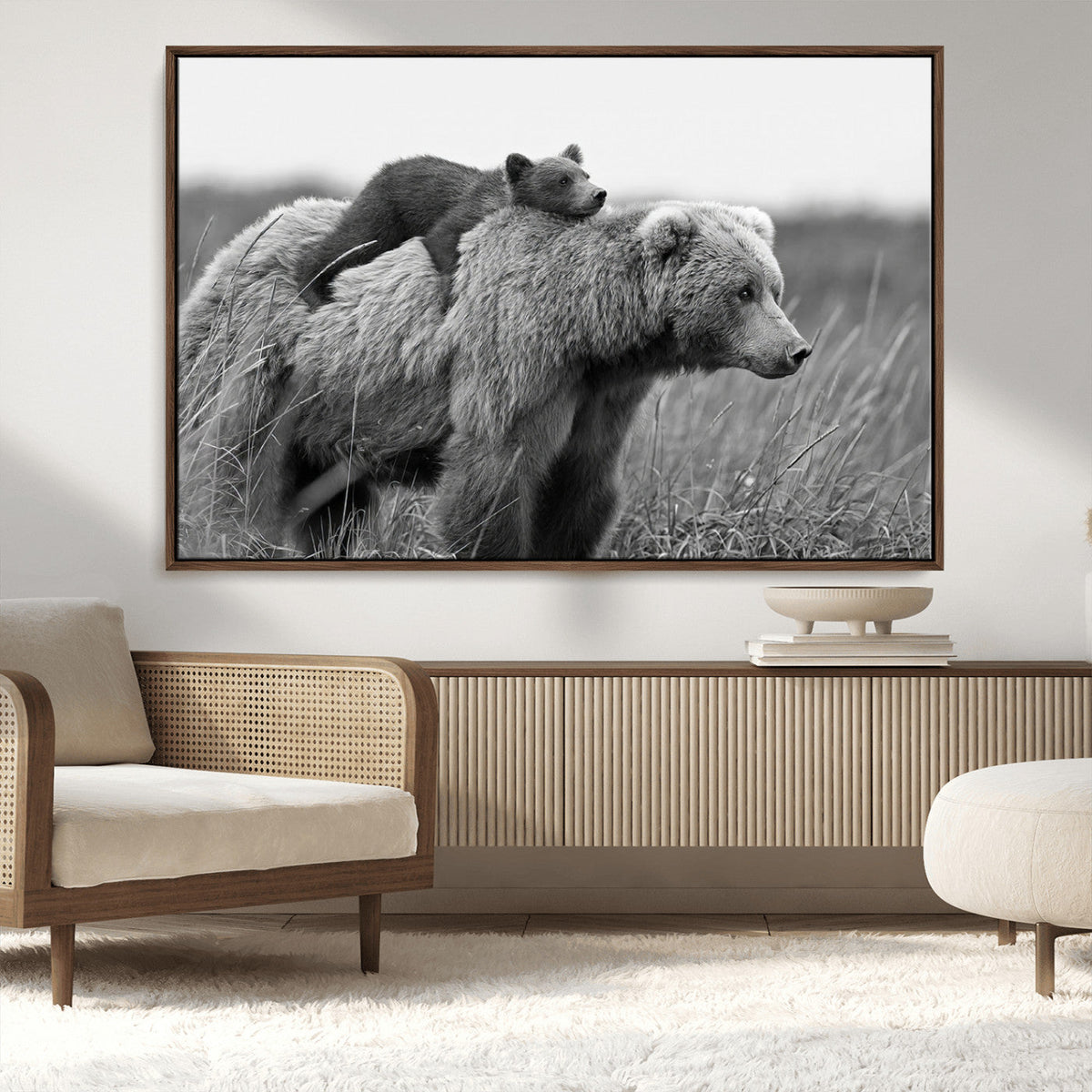 Bear and Cub Wall Art Canvas | 399 Bear Cub