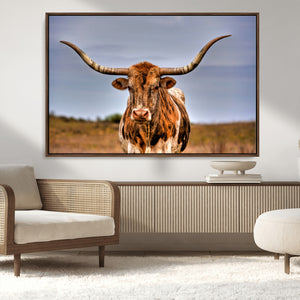 Texas Longhorn Wall Art Print, Framed Longhorn Cow Wall Art