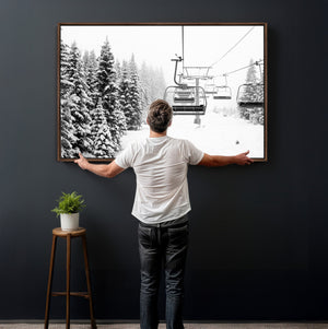 Ski Wall Art - Ski Lift Wall Art Canvas Print Snow Covered