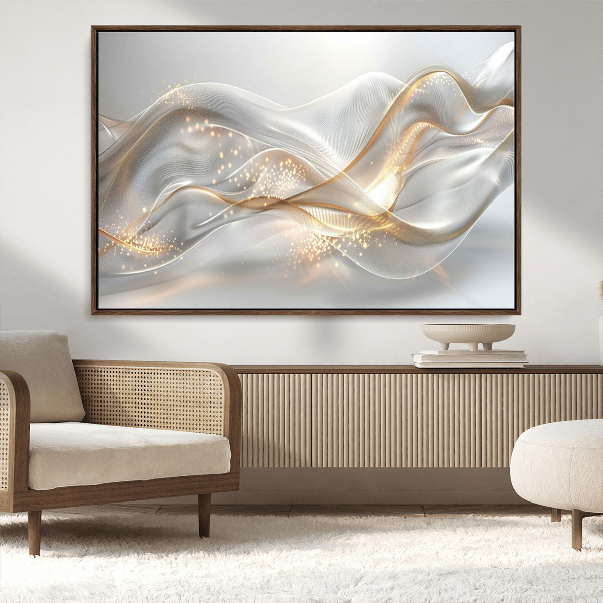 Abstract art Grey and Gold Lines Wall Art