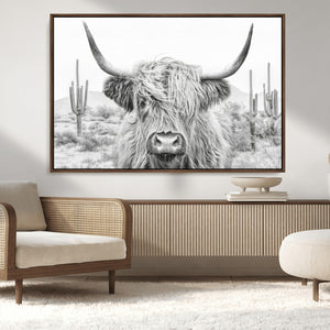 Rustic Charm | Cow Longhorn Black White Bighorn Wall Art