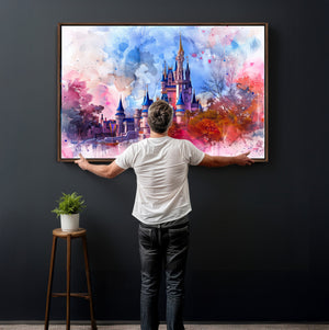 Disney Wall Art: Dreamy Watercolor Cinderella Castle Canvas