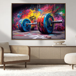 Abstract Graffiti Barbell Canvas Wall Art – Urban Fitness