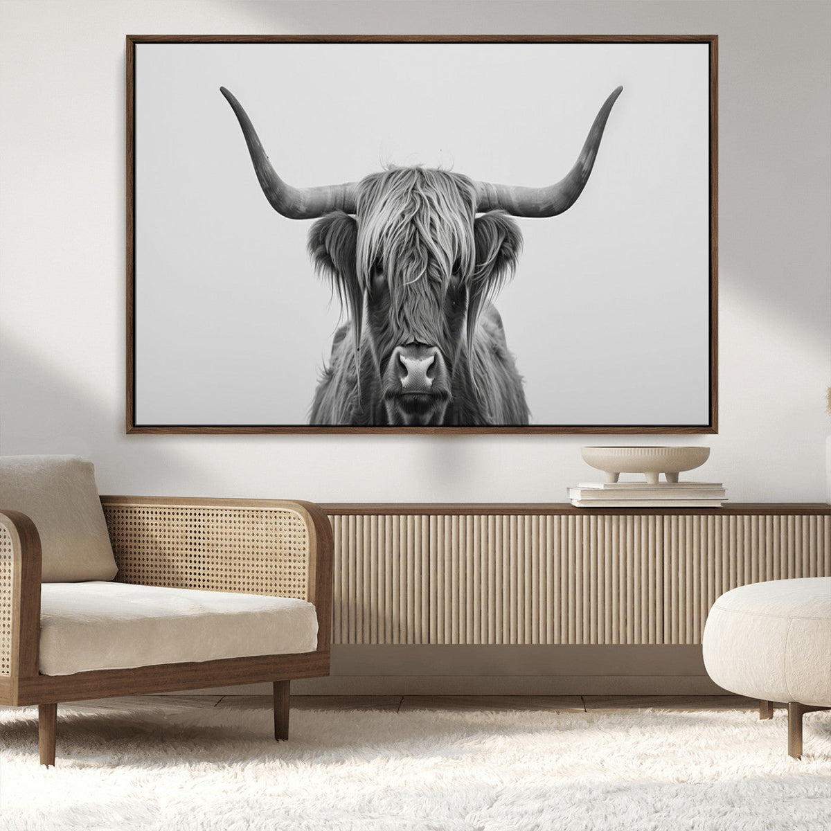 Farmhouse Longhorn Wall Art Canvas Print, Longhorn Texas