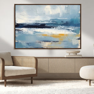 Abstract Ocean Canvas Wall Art - Coastal Blue and Gold