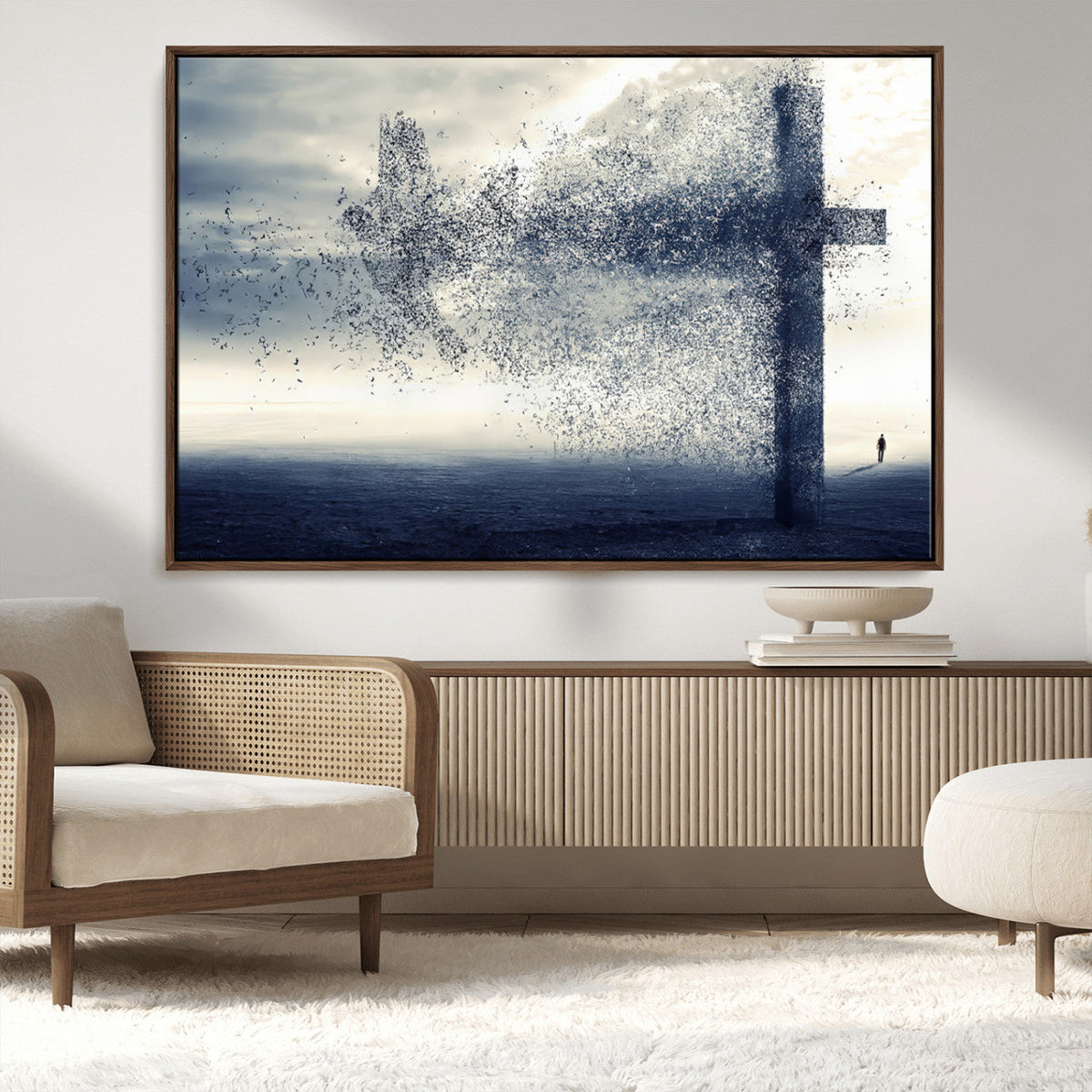 Jesus and the Fading Cross Wall Art Print – Symbol of Faith,