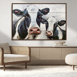 Vintage Baby and Mom Cattle Wall Art Canvas Print