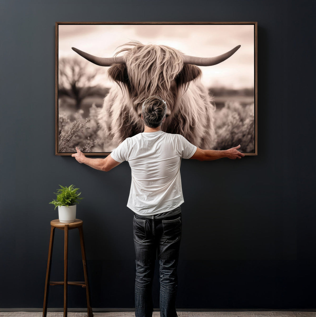 Scottish Cow Longhorn Wall Art Canvas Print