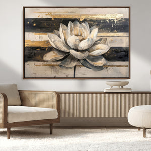 Lotus Flower Wall Art – Framed Abstract Floral Canvas
