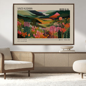 Yayoi Kusama Landscape Canvas Print, Vibrant Floral Mountain
