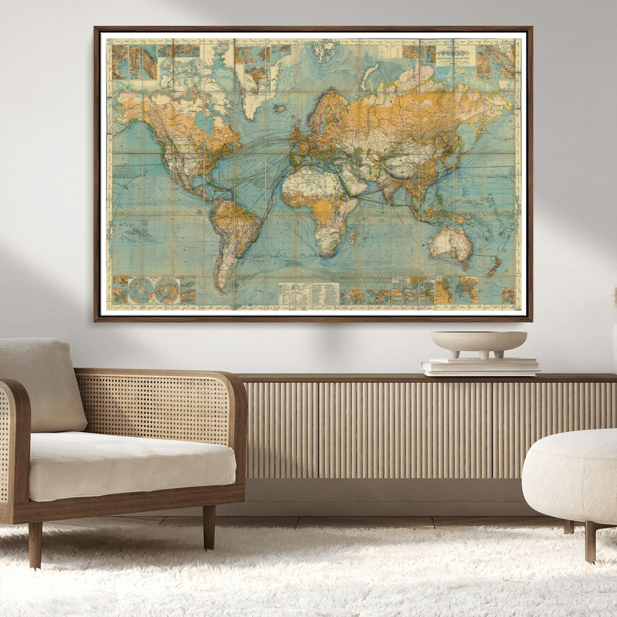 Push Pin World Map Canvas Print – Travel Tracker Wall Art