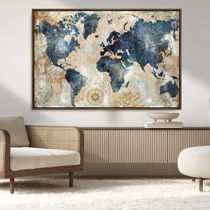 World Map Canvas Print – Framed Wall Art for Couples,