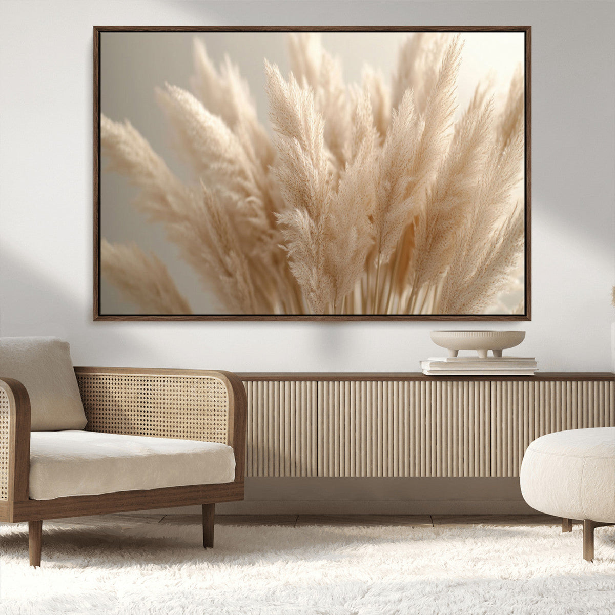 Pampas Grass Canvas Wall Art - Elegant Neutral Decor for