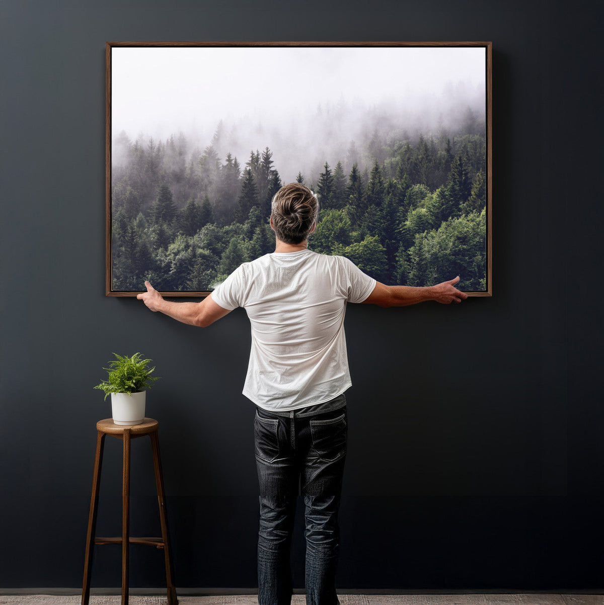 Misty Forest Wall Art | Foggy Forest Canvas Print | Large