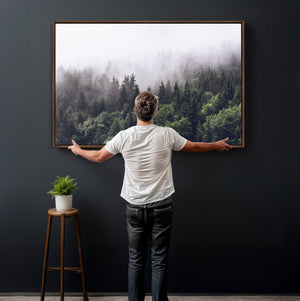 Misty Forest Wall Art | Foggy Forest Canvas Print | Large