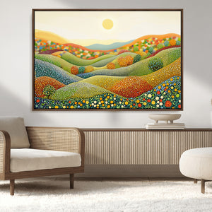 YAYOI KUSAMA Colorful Dot Art Landscape Canvas - Framed