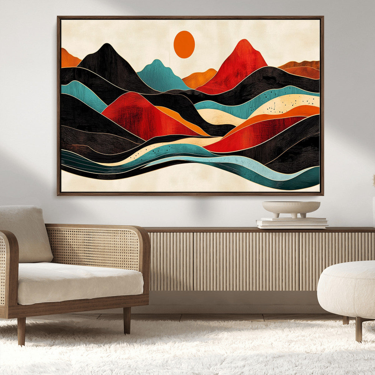 Western Wall Decor - Large Triptych Mountain Canvas - Boho