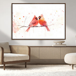 Cardinal Bird Canvas Wall Art - Male and Female Cardinal