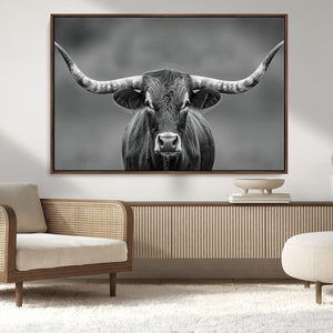 Texas Longhorn Wall Art Canvas Print – Framed Western Bull