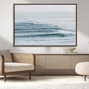 Ocean Waves Wall Art Canvas Print – Framed Surfer Lineup