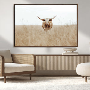 Texas Longhorn Wall Art Canvas Print – Framed Lone Cattle
