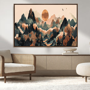 Wood Mountain Landscape Wall Art Canvas Print – Framed